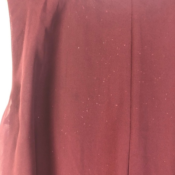 SLNY New York Burgundy Red Tiered Shift Knee Length Dress 10 - Picture 6 of 7